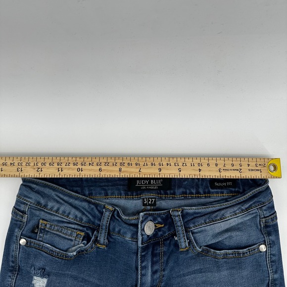 Judy‎ Blue Distressed Skinny Jeans Rainbow Patches Denim Womens Size 5/ 27 - Picture 11 of 11